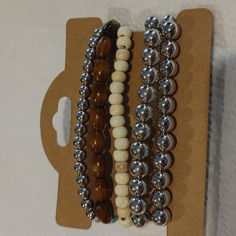 Colorful Beaded Bracelet Set Of 5 - Picture 4 of 4